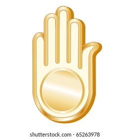 Jainism Symbol. Golden Ahimsa icon of the Jain faith isolated on a white background. EPS8 compatible.