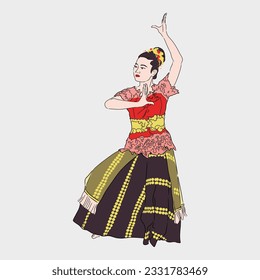 Jaipong Dance is Indonesian Traditional Dance. for sticker, background, decoration, or flash card. A simple Vector Design.