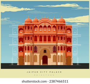 Jaipur City Palace, Rajasthan - Stock Illustration as EPS 10 File