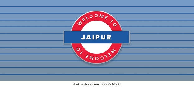 Jaipur city in Rajasthan India sign board on fence vector illustration concept