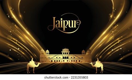 Jaipur Golden Palace with Camel Vector art background