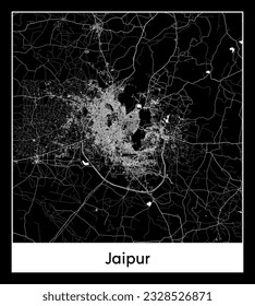 Jaipur India Asia City map black white vector illustration