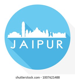 Jaipur India Asia Flat Icon Skyline Silhouette Design City Vector Art Famous Buildings.