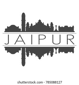 Jaipur India Asia Skyline Vector Art Mirror Silhouette Emblematic Buildings