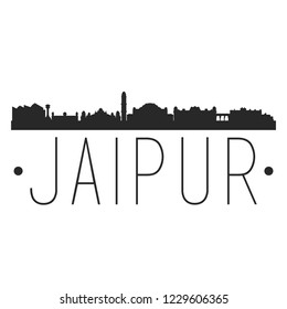 Jaipur India City Skyline Silhouette City Design Vector Famous Monuments Landmark.