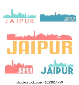 Jaipur India Flat Icon Skyline Vector Silhouette Design Set Logo.