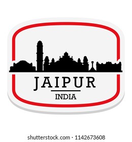 Jaipur India Label Stamp Icon Skyline City Design Tourism.