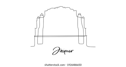 Yaipur de los monumentos indios - Dibujo continuo de una línea