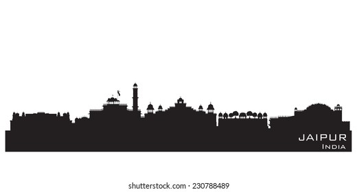 Jaipur India skyline Detailed vector silhouette