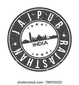 Jaipur India Stamp Skyline vector. Seal Rajasthan Indian Province. Illustration Grunge Style.