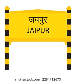 Jaipur Mumbai junction railways name board isolated on white	