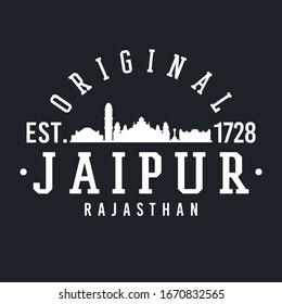 Jaipur, Rajasthan, India Skyline Original. A Logotype Sports College and University Style. Illustration Design.