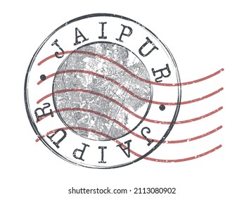 Jaipur, Rajasthan, India Stamp Map Postal. Silhouette Seal Roads and Streets. Passport Round Design. Vector Icon. Design Retro Travel National Symbol.