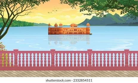 Jaipur, monumento de Rajastán - Jal Mahal (Palacio del Agua) en el lago Man Sagar