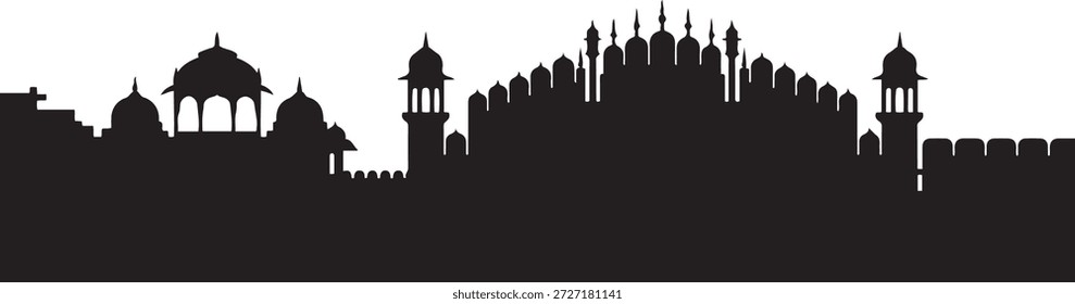 Jaipur Skyline Exploring the enchanting Pink City of India. design Vector black silhouette
