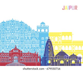 Jaipur skyline pop in editable vector file