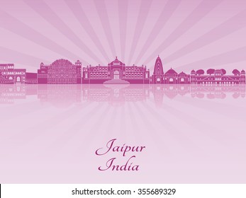 Jaipur skyline in purple radiant orchid in editable vector file