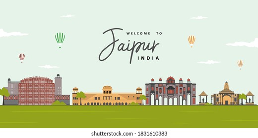 Jaipur skyline, Rajasthan, India. City landscape view of famous landmark at Jaipur. Tourist attraction and UNESCO World Heritage site. Highly recommended for tourist visit and vacancy.
