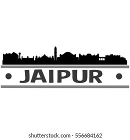 Jaipur Skyline Silhouette. Cityscape Vector Famous Buildings Clip Art Design. 