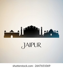 Silhueta do horizonte de Jaipur — Ilustração histórica do vetor da cidade do patrimônio de Rajasthani