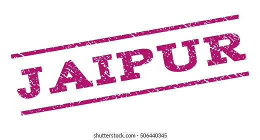 Jaipur watermark stamp. Text caption between parallel lines with grunge design style. Rubber seal stamp with dirty texture. Vector purple color ink imprint on a white background.