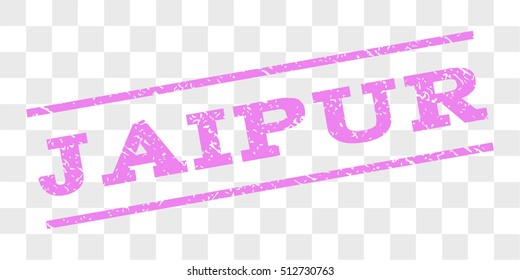 Jaipur watermark stamp. Text tag between parallel lines with grunge design style. Rubber seal stamp with dirty texture. Vector violet color ink imprint on a chess transparent background.