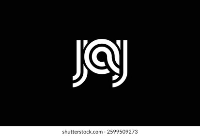 JAJ Creative Unique Modern Letter Logo Design. Stylized logo featuring a unique letter design, presenting abstract minimalist aesthetics and modern appeal.