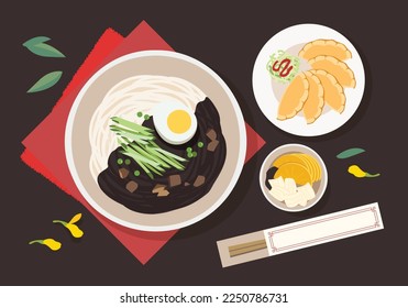 Jajangmyeon Image Vector minimal illustration