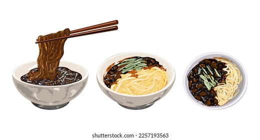 jajangmyeon vector set collection graphic clipart design