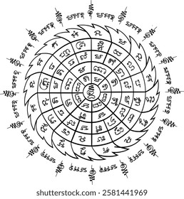 ํYant Jak Kaew  or Divine Wheel. The meaning is "Protects against all dangers and wards off misfortunes"