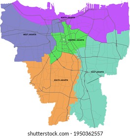 Jakarta Administrative Map Images, Stock Photos & Vectors | Shutterstock