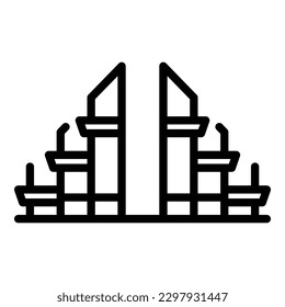 Jakarta architecture icon outline vector. Monas building. Ondel cityscape