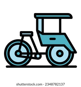 Jakarta bike icon outline vector. Indonesia city. Travel tourism color flat
