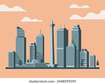 Jakarta city flat illustration background