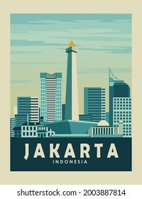 Stadtplan von Jakarta, die Nationalstadt Indonesiens, Vektorgrafik-Konzept, Plakatdesign, Flachgrafik