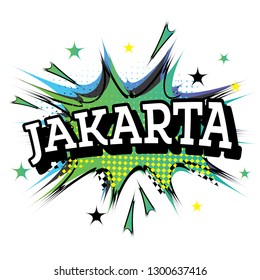 Jakarta Comic Text in Pop Art Style. Vector Illustration.