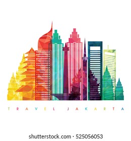 Jakarta detailed skyline. Vector illustration
