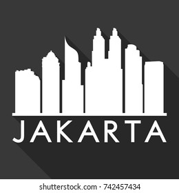 Jakarta Flat Icon Skyline Silhouette Design City Vector Art Famous Buildings