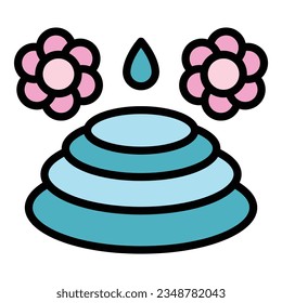 Jakarta flower icon outline vector. Indonesia city. Building landmark color flat