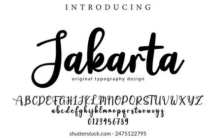 Jakarta Font Stylish brush painted an uppercase vector letters, alphabet, typeface
