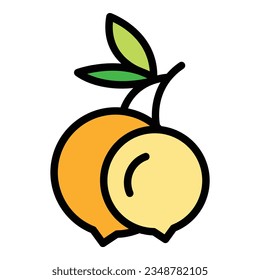 Vector de contorno de icono de fruta de Yakarta. Ciudad de Indonesia. Color de la construcción de Monas plano