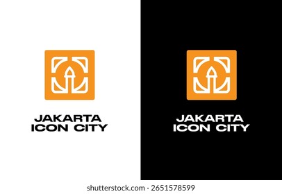 Jakarta Icon City Logo Modern Orange Emblem for Branding