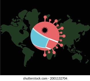 Jakarta, Indonesia - 02 July 2021 : The corona virus has been a global pandemic for more than a year, therefore through this illustration I invite everyone to wear masks to avoid the corona virus