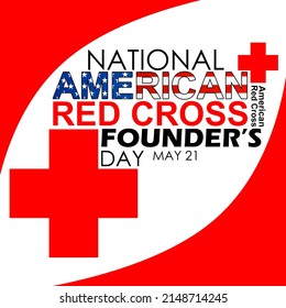 Jakarta, Indonesia - April 23, 2022: Red Cross With Bold Text Containing The American Flag, National American Red Cross Founder’s Day May 21