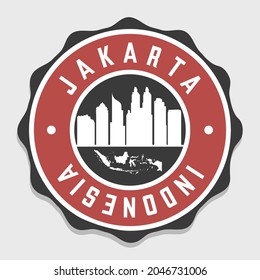 Jakarta, Indonesia Badge City Vector Seal. National Symbol Skyline Stamp Design Icon Label.
