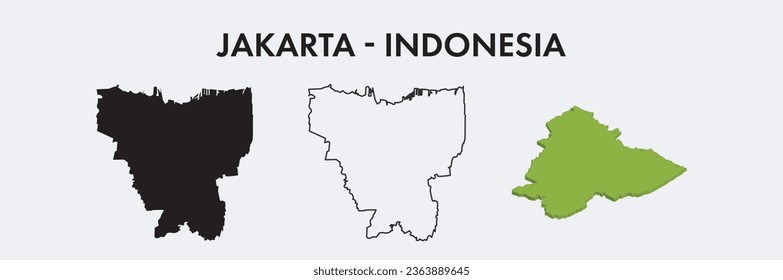 Jakarta Indonesia city map set vector illustration design isolated on white background. Concept of travel and geography.