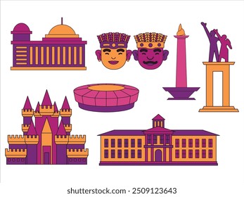 Jakarta Indonesia culture landmarks tourism destination capital city urban Betawi heritage set collection design