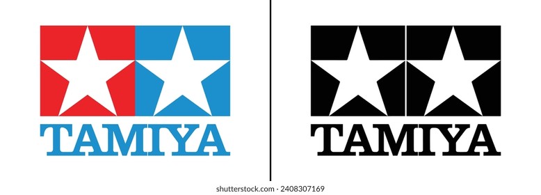 Jakarta, Indonesia - December 04 2024: TAMIYA logo vector set printed on paper and placed on white background