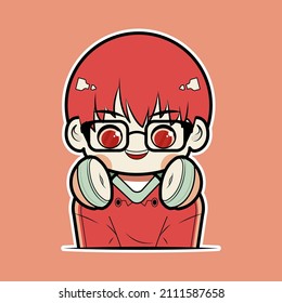 Jakarta Indonesia, January 24, 2022
:Cute Gamer Boy Chibi With Headphones Esport Logo Template