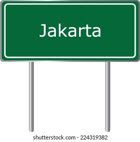 Jakarta , Indonesia, road sign green vector illustration, road table